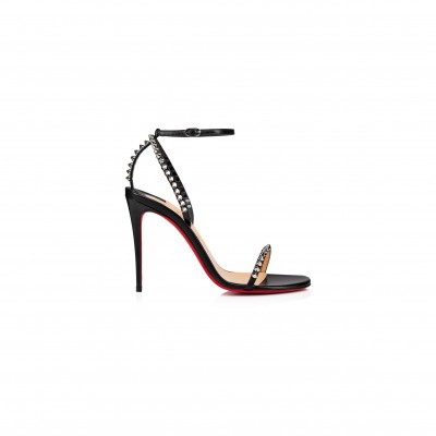 CHRISTIAN LOUBOUTIN SO ME 100 MM STRAPPY SANDALS-KID LEATHER AND SPIKES-BLACK-WOMEN 1200129BK65